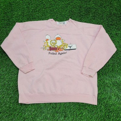 Vintage 80s Funny Duck Sweatshirt Womens XL 22x24 Pink
