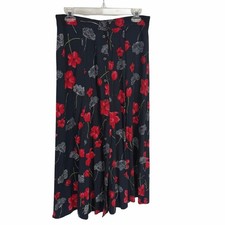 Vintage 90's Sag Harbor Women's Black Floral Midi Skirt Size M