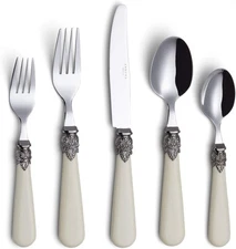 Annova Flatware 20 Pieces Set/Stainless Steel Vintage 20 Pieces, Ivory 