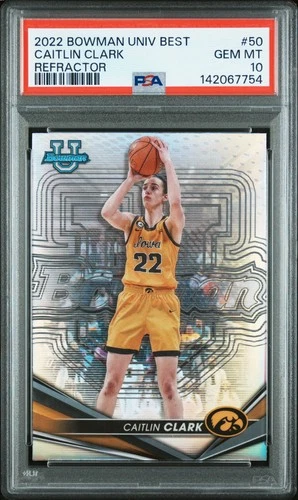 2022 BOWMAN UNIVERSITY BEST REFRACTOR #50 CAITLIN CLARK PSA 10