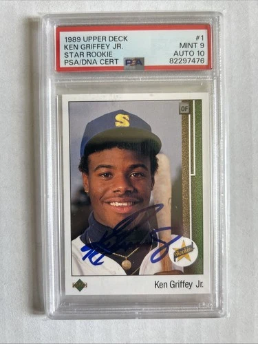 KEN GRIFFEY JR. 1989 UPPER DECK UD RC #1 STAR ROOKIE PSA 9 AUTO 10