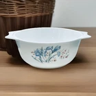 Vintage Pyrex England "Blue Iris" Casserole Oven Dish Double Sided Milk Glass