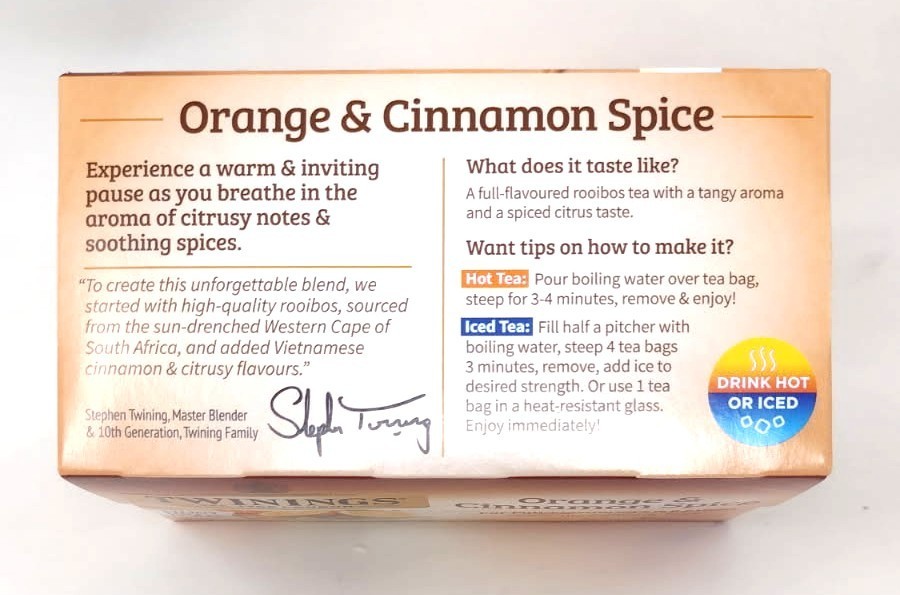 Twining's Orange & Cinnamon Spice Herbal Tea 20 count 2 pack Caffeine Free