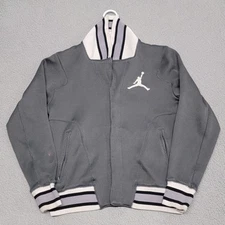 Jordan Air Jacket Mens Medium Gray Varsity Jumpman Snap Front High Neck