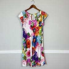 NWOT Jams World Womens Dress Scoop Neck Flutter Sleeve Multi Color Sz LG Rayon