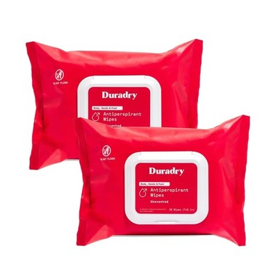 Antiperspirant Wipes - Quick Drying, Unscented - Pack of 30
