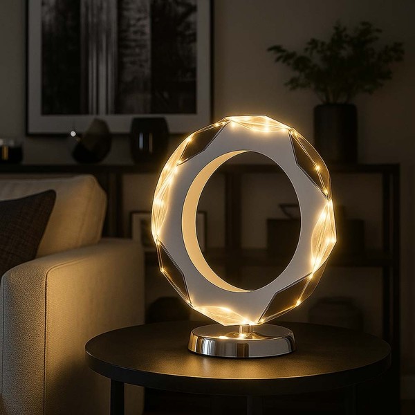 Beistellleuchte Tischlampe Nachttischleuchte Verchromt Rauch Klar Led Kristall-image