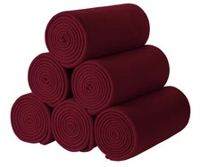 Fleece Throw Blanket 6 Pack Blankets Bulk Pack of 6 - 50 x 60 inch Burgundy