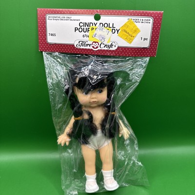 Fibre-Craft Doll Part - Cindy Doll- 6.75'' Tall, Black Hair Female- No. 7465- NIP