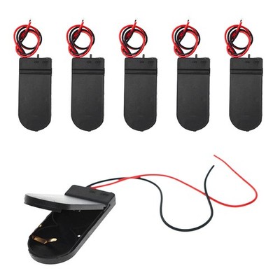 6 Pcs 2 x 3V CR2032 Button Coin Cell Battery Holder with Leads On Off Switch