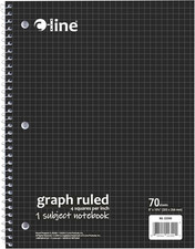 1-Subject Notebook, Graph Ruled,4 X 4, Black 22300 