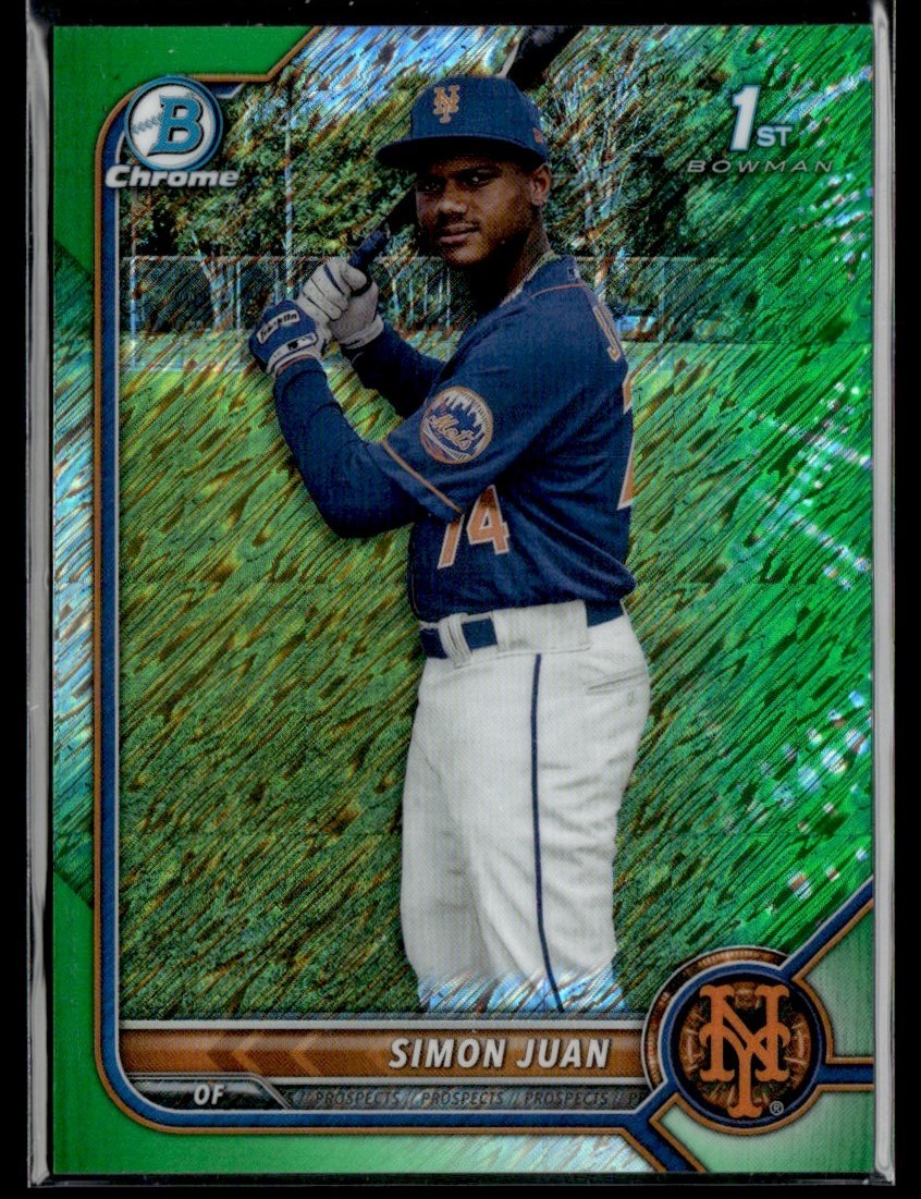 Simon Juan 2022 Bowman Chrome Green Shimmer Refractor /99 #BCP-170 New York Mets