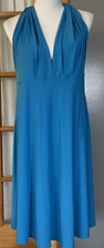 Blue Halter Neck Dress Women’s XL Large Back Tie Backless Sexy Club City Party