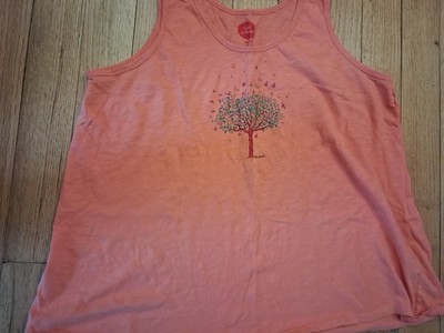 Life Is Good Ladies Tank Top. Xl. Orange Sleevless. Apple Tree On Front.