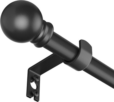 5/8 Inch Black Curtain Rod Set Heavy Duty Metal Non Telescoping for Windows