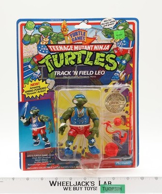 Track 'N Field Leo TMNT Turtle Games 1992 Playmates Action Figure NEW SEALED