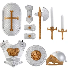 Medieval Knight in Shining Armor, Crusader Pretend Role Play Plastic Costume ...