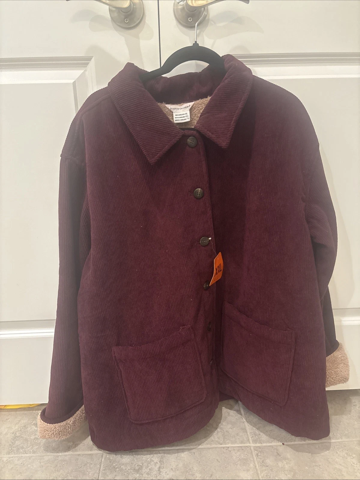 Boston Traders Brown Corduroy Jacket Size XXL Fleece Lined Snap Button Womens