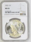 1923 Peace Silver Dollar NGC MS-65