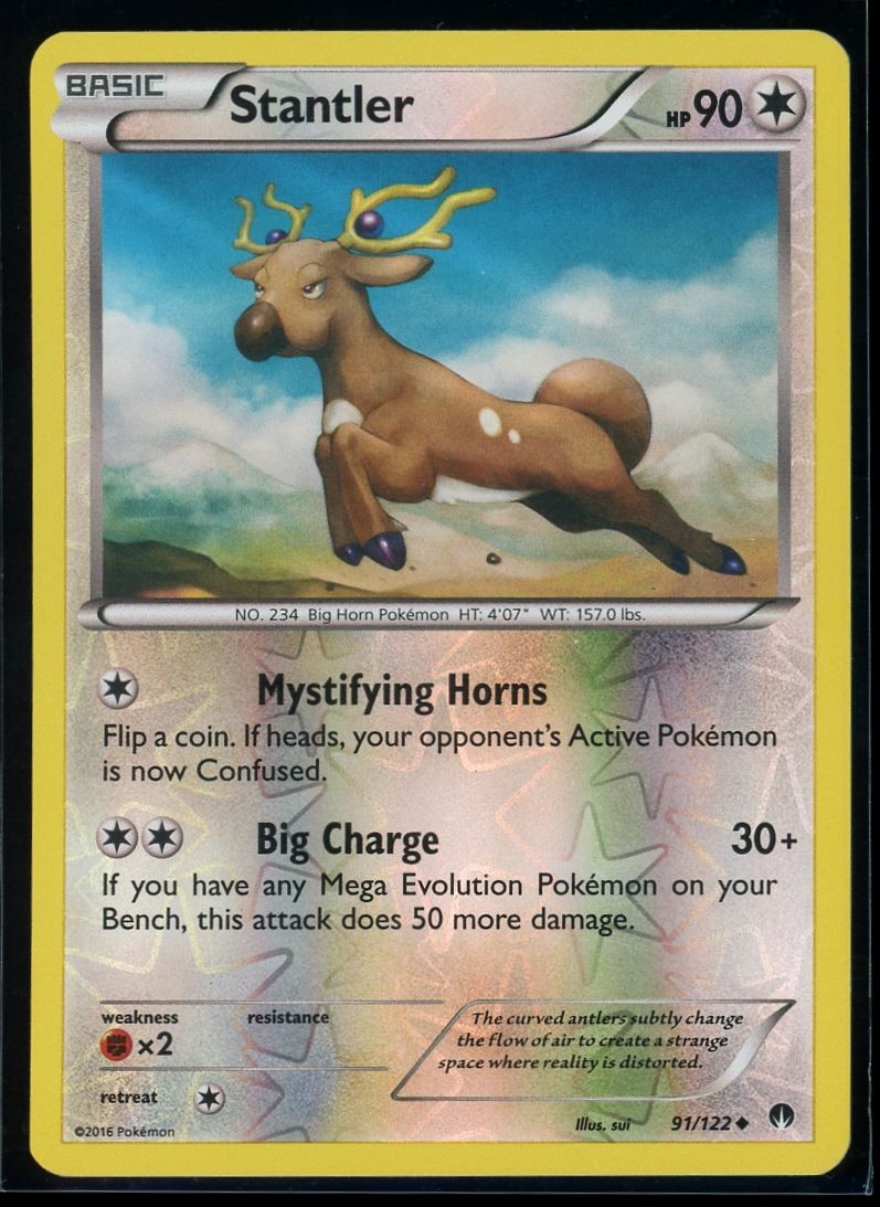 2016 XY - BREAKpoint Stantler Reverse Holo Pokemon Card #91