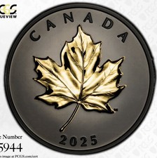 2025 $20 CANADA SILVER PROOF ELEGANT MAPLE LEAF PCGS PF70 24K YELLOW GOLD GILT