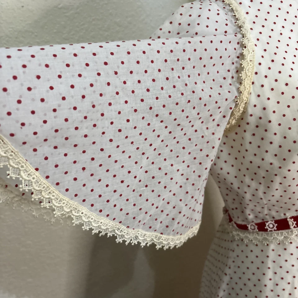 Vestido Vintage Años 60 Punto Rojo 'Rueda de Envío' Detalle Cintura Imperio Rojo/Blanco Talla 10 Foto 4 de 4