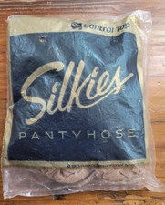 Silkies Control Top Nude Pantyhose Large Tights Hose Support Legs New Old Stock