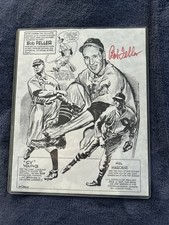 Bob Feller Autograph Comic Portrait Cleveland Indians MLB memorabilia with COA