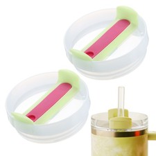 2Pcs Tumblers Lids Replacement, Green/Rose Red, Milk White Main Body 