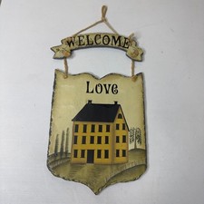 Welcome Love Home Country House Folk Art Plaque Sign Wall Hanging Decor