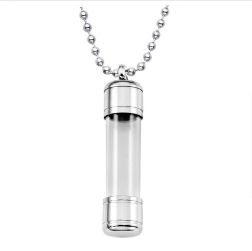 Glass Urn Necklace Pendant – Keepsake Ash Vial Capsule on Chain-image