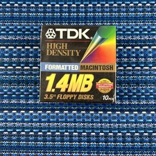 TDK 10-Pack HD Formatted Macintosh 1.4MB 3.5" Floppy Disks New and Sealed