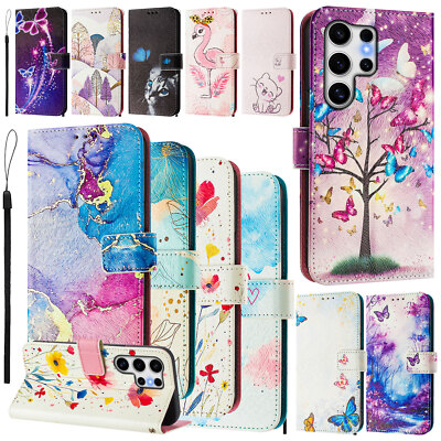 Pattern Flip Wallet Leather Phone Case Cover For Samsung Galaxy S25 Plus S24 S26