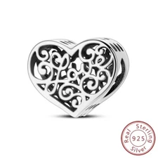 MULA 925 Sterling Silver DIY Charm Hollow Totem Heart Love For Women Bracelet