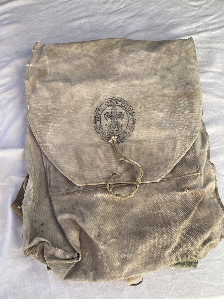 Vintage boy scout canvas backpack cheap