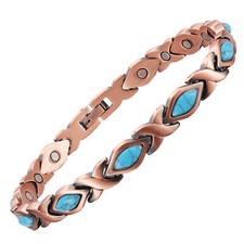 Turquoise Solid Copper Magnetic Bracelet Women Men Balance Energy Power Joy New