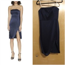 NWT Halston Heritage Dark Blue Strapless Dress Size 2 Retail $325