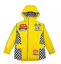 New Disney Store Cars Lightning Mcqueen Raincoat Jacket Boys yellow. Size 9