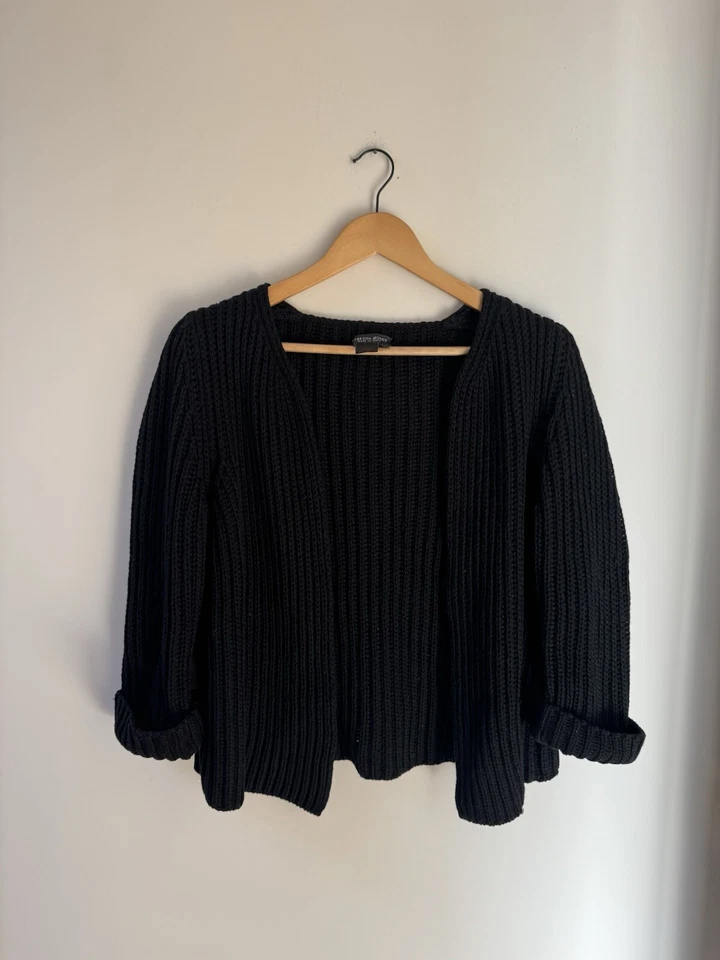 Suéter Rebecca Moses 100% Cachemira Negro Frente Abierto Cárdigan S Hecho en Italia Foto 4 de 4