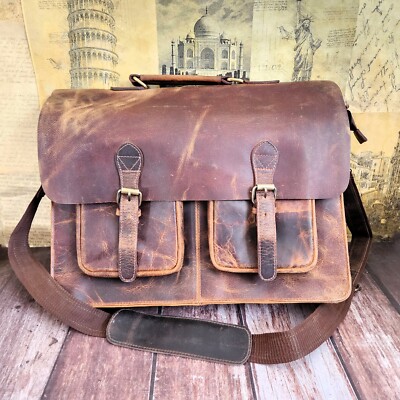 Vintage Leather Bag Messenger Bag, MacBook air case, Laptop Bag, Cross Body 