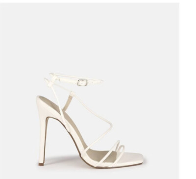 missguided Asym Strapped High Heel Sandals White Size 5/38