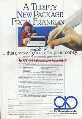 Franklin ACE CK Computers Ltd ''Vintage Computers'' 1983 Zeitschrift Anzeige #5103