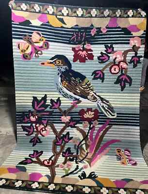 Bird Multicolor Hand Tufted 5x8 8x10 9x12 Soft Wool Area Rug, Custom Rug
