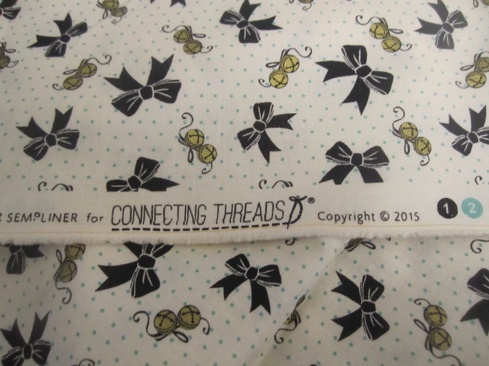 Connecting Threads Cotton Fabric Christmas Glitz Bows Bells Piece 68" x 26" - Image 3 of 4