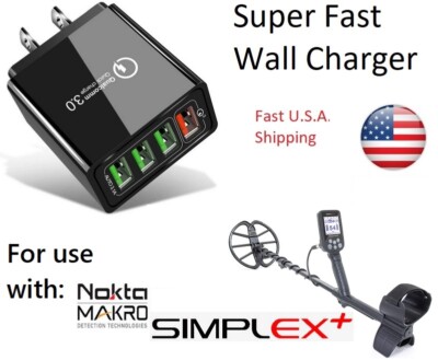 Turbo Quick Wall Charger for NOKTA MAKRO SIMPLEX + & SIMPLEX ULTRA & Accessories