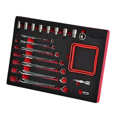 19pc Bolt Extractor Offset Wrench Socket Set, Box End Nut& Bolt Remover Kit Tray