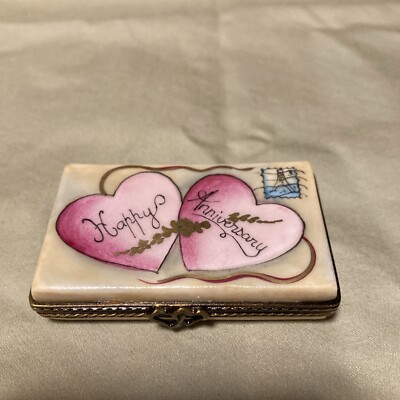 RARE LIMOGES FRANCE HAPPY ANNIVERSARY BOX SIGNED ROCHARD PEINT MAIN