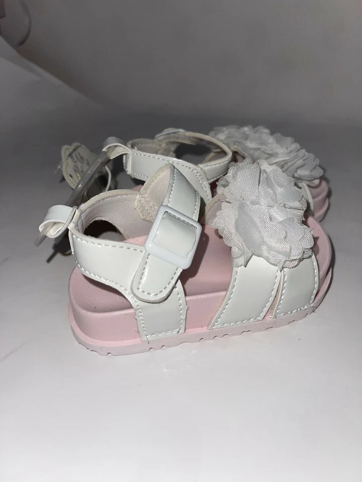 First Steps by Stepping Stones Girls' PINK  Flower Sandals SIZE 4 - Изображение 3 из 4