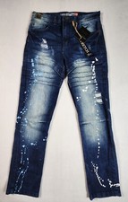 Lion Dynasty Splattered Jeans Stretchy Straight Leg Boys Size 14 Slim