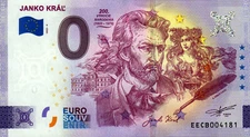 Zero Euro Note - 0 Euro Note - Slovakia - Janko Kral 2022-4